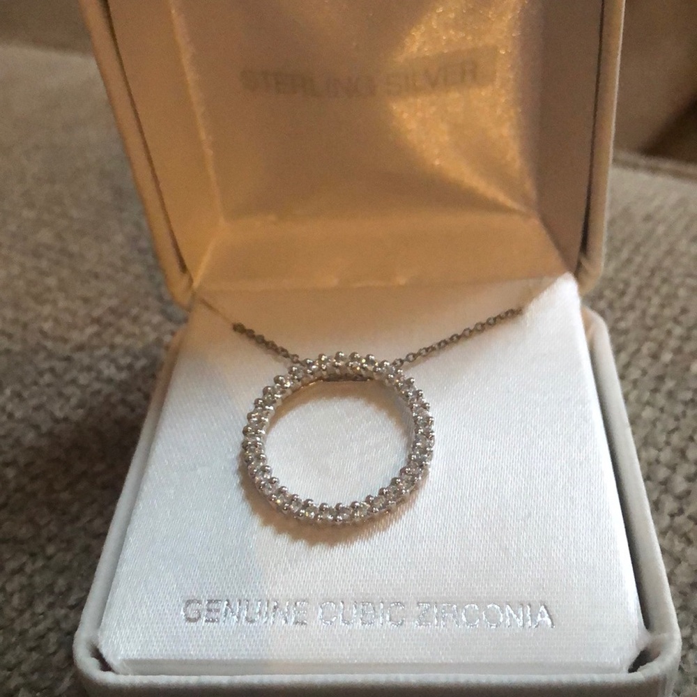 Sterling silver necklace with cubic zirconia stone